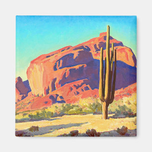 Red Rocks and Cactus by Maynard Dixon Magnet