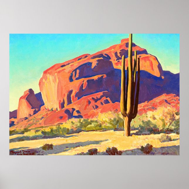 Red Rocks and Cactus by Maynard Dixon Poster (Front)