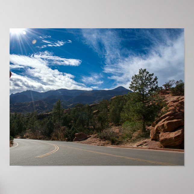 Red Rocks and the Rocky Mountains Poster (Front)