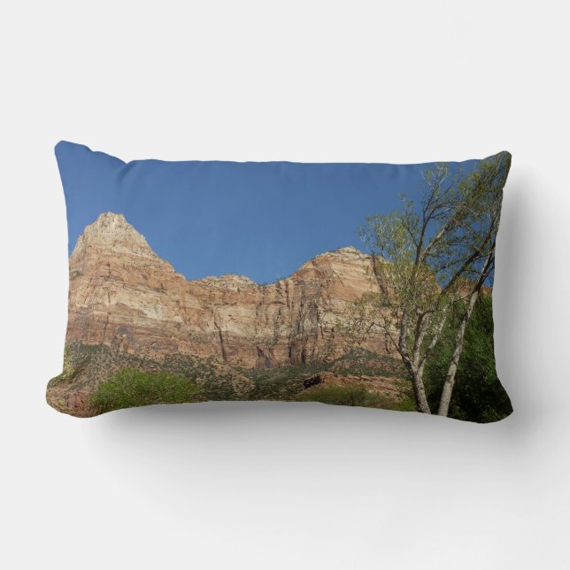 Red Rocks at Zion National Park Photography Lumbar Pillow (Front)
