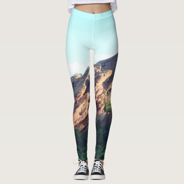 Red Rocks Colorado Mountain Leggings (Front)