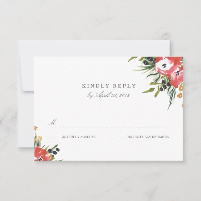 Red Romance Wedding RSVP Card (Front)