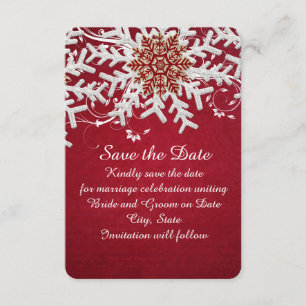 Red Romantic Christmas Snowflakes Save the date