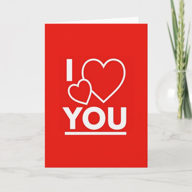 Red Romantic Hearts I Love You Card (Front)