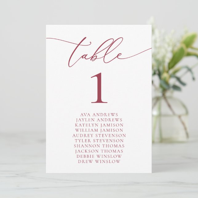 Red Romantic Holiday Seating Table Number (Standing Front)