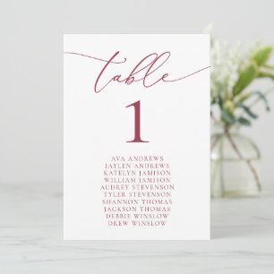 Red Romantic Holiday Seating Table Number