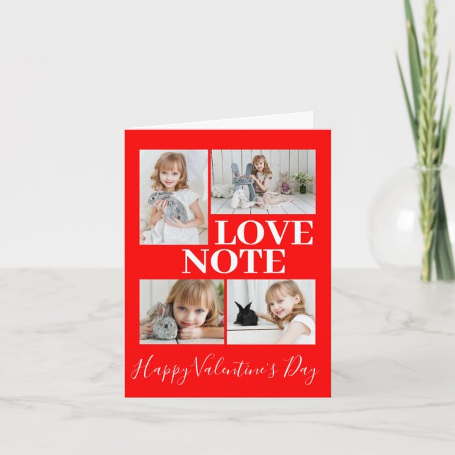 Red Romantic Love Valentine's Day Photo Note Card (Front)