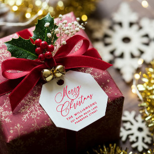 Red Romantic Merry Christmas Script Return Address Self-inking Stamp