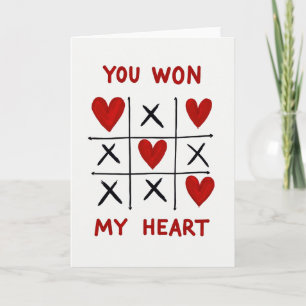 Red Romantic Tic Tac Toe Card