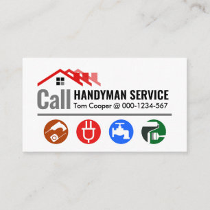 Red Roof Call Handyman Service Business Card