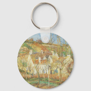 Red Roofs, Corner of a Village, Winter by Pissarro Keychain