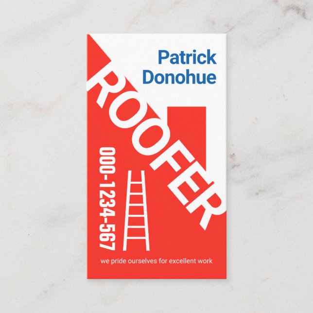 Red Rooftop Building Roofing Contractor Business Card (Front)