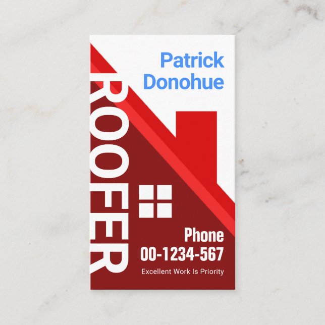 Red Rooftop Building Roofing Specialist Business Card (Front)