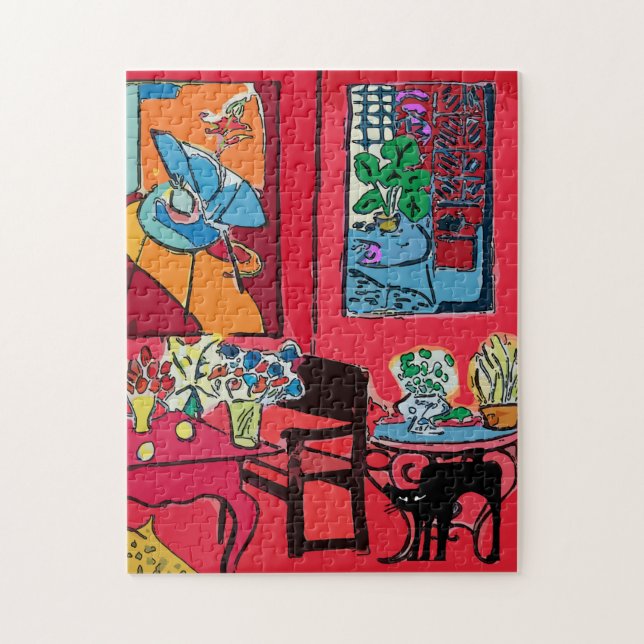 Red Room with Black Cat Jigsaw Puzzle (Vertical)