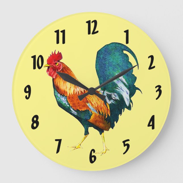 Red Rooster Bird Animal Clock (Front)