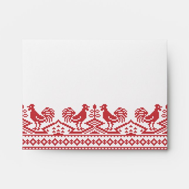 Red Rooster cross-stitch Envelope (Front)