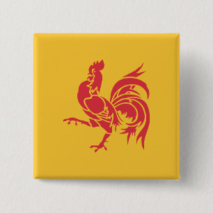 Red Rooster (Flag of Wallonia) 2 Inch Square Button