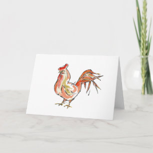 Red Rooster symbol of 2017 Holiday Card