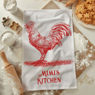 Red Rooster Tea Towel Customizable Name Gift