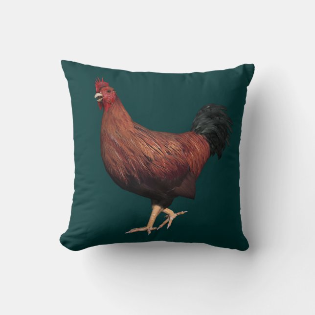 Red Rooster Throw Pillow (Front)