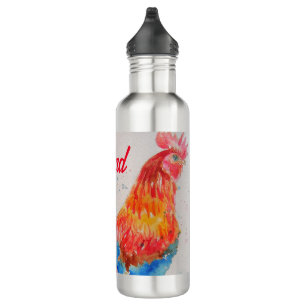 Red Rooster Watercolor Painting Fathers Day Dad 710 Ml Water Bottle
