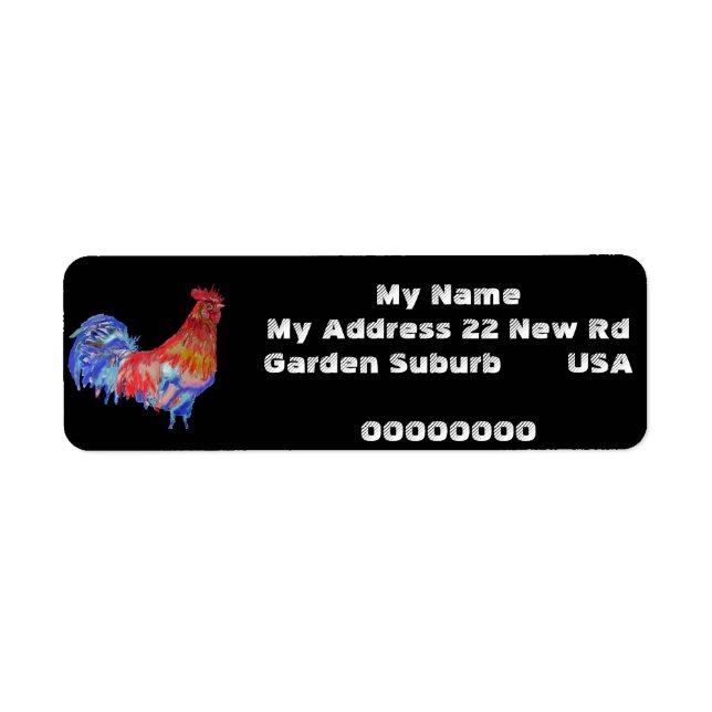 Red Rooster Watercolour Return Address Labels (Front)