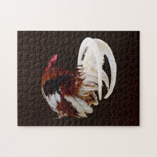 Red Rooster With White Tail Feathers Jigsaw Puzzle