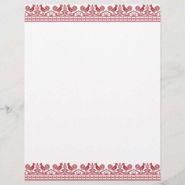 Red Roosters cross-stitch Russian Pattern Flyer (Front)