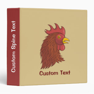 Red Rooster's Head 3 Ring Binder