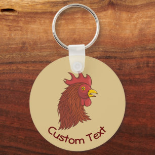 Red Rooster's Head Keychain