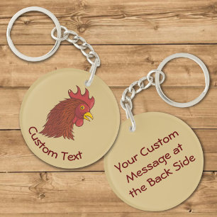 Red Rooster's Head Keychain