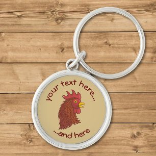 Red Rooster's Head Keychain