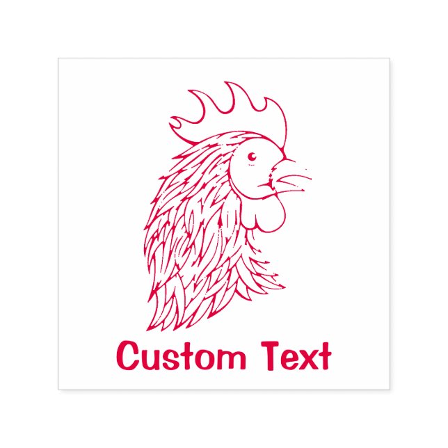 Red Rooster's Head Self-inking Stamp (Design)