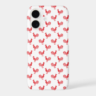 Red Roosters seamless pattern