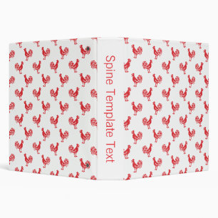 Red Roosters seamless pattern Binder