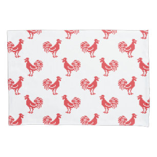 Red Roosters seamless pattern Pillowcase