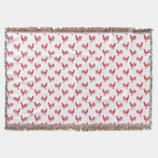 Red Roosters seamless pattern Throw Blanket (Front)