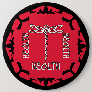 Red Root Chakra "Health" Dragonfly Design 6 Inch Round Button