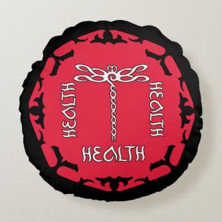 Red Root Chakra "Health" Dragonfly Design Round Pillow