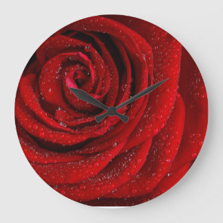 Red rosa morning large clock