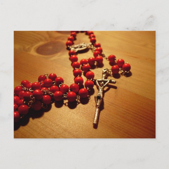 Red Rosary Postcard (Front)