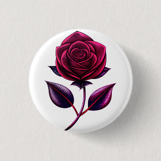 red rose 1 inch round button