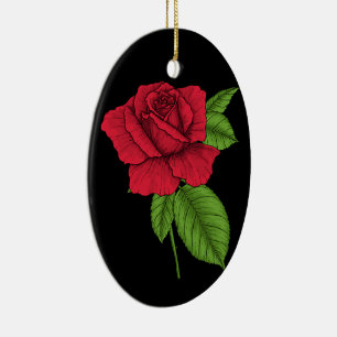 Red rose 2 ceramic ornament