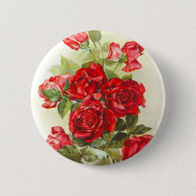 red rose 2 inch round button (Front)
