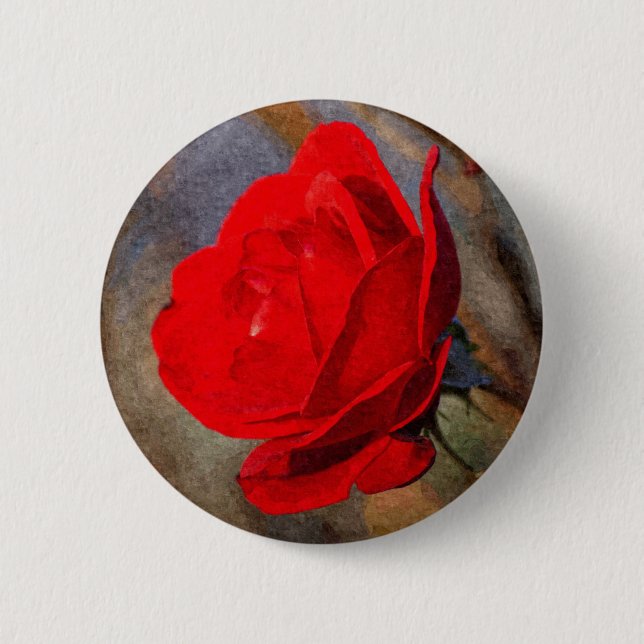 Red Rose 2 Inch Round Button (Front)