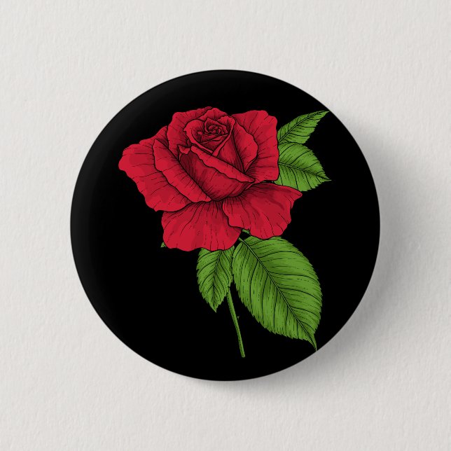 Red rose 2 inch round button (Front)