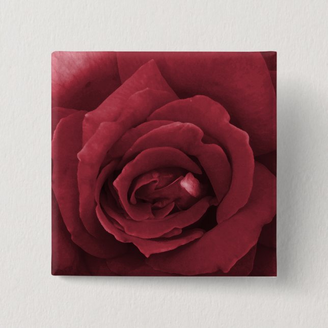 red rose 2 inch square button (Front)
