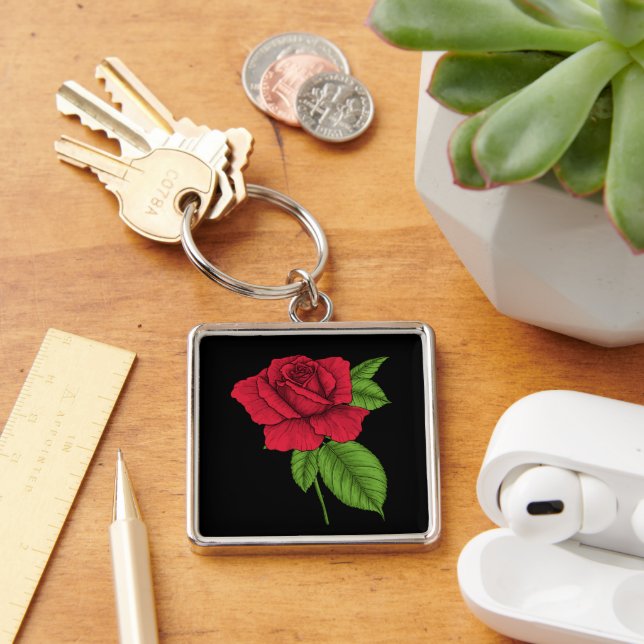 Red rose 2 keychain (Desk)