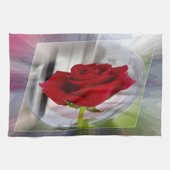 Red rose 2 kitchen towel (Horizontal)