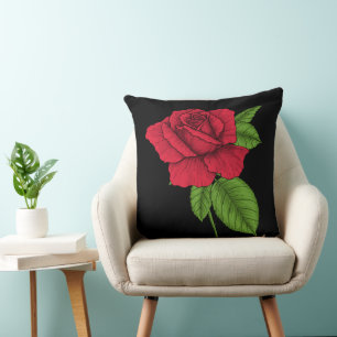 Red rose 2 throw pillow